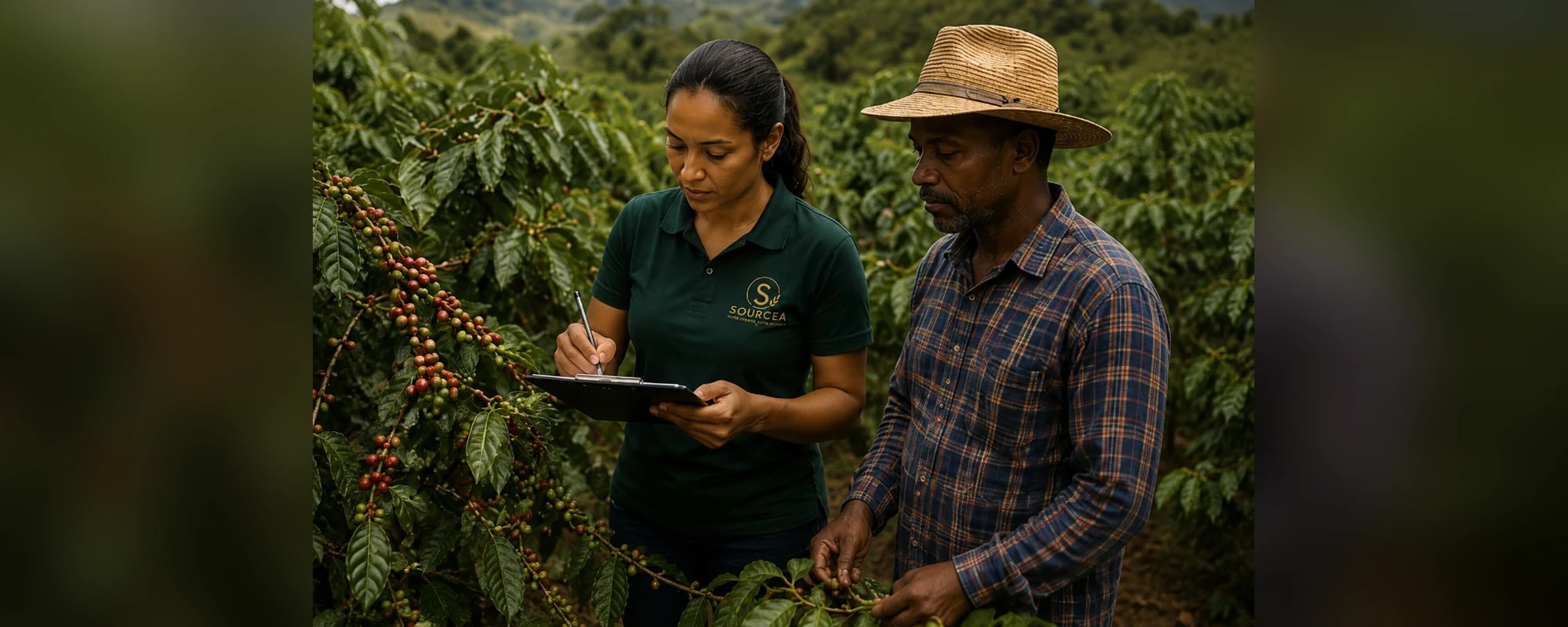 Inspection d’une plantation de café avec un producteur partenaire SOURCEA